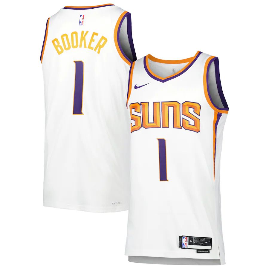 Men Phoenix Suns 1 Devin Booker Nike White Association Edition 2022-23 Swingman NBA Jersey